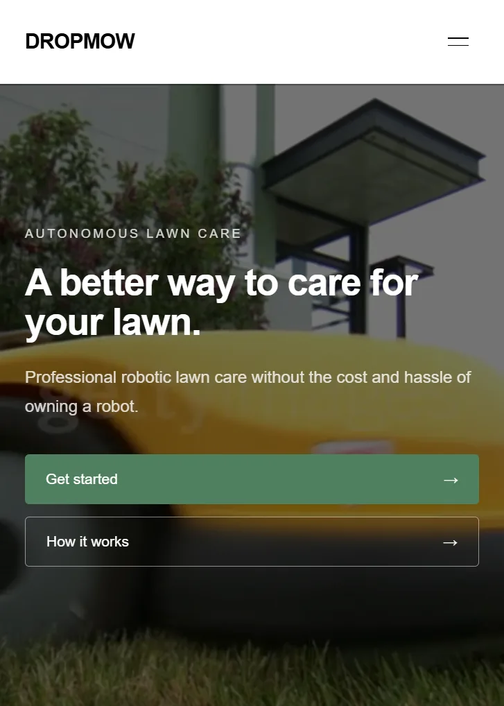 DropMow mobile website